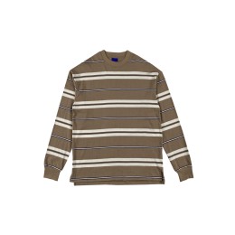 Design khaki round neck striped sweatshirt Customized loose hem sweatshirt with side slits Creative design sweatshirt Winter long-sleeved sweatshirt Sweater supplier Z658 Design khaki round neck striped sweatshirt Customized loose hem sweatshirt with side slits Creative design sweatshirt Winter long-sleeved sweatshirt Sweater supplier Z658
